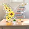Butterfly-shaped Plaque with Sunflower Design - "Sometimes You Forget You Are Awesome" Inspirational Desktop Decor for Parties and Birthdays, Perfect