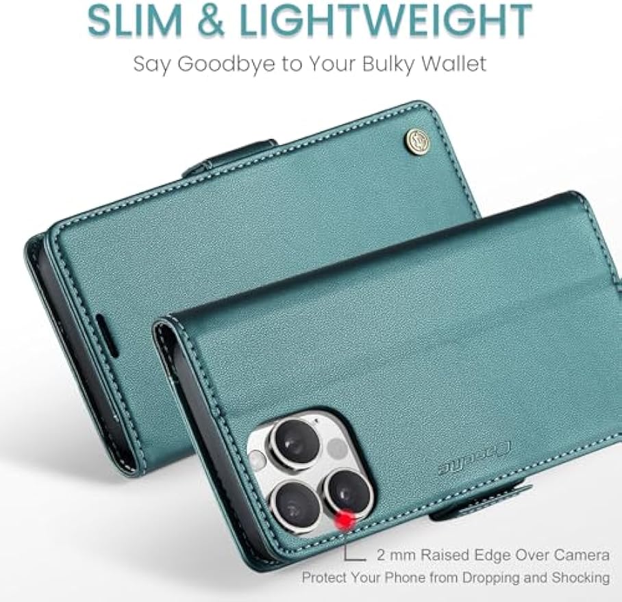 Case for iPhone 16 Pro Max Wallet Case with Card Holder, Kickstand RFID Blocking Magnetic Closure Shockproof Protective PU Leather Case Flip Wallet