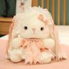 20cm Lolita Rabbit Baby Plushie White Bunny Cute Cartoon Rabbit Sitting Doll Satin Dressed Cute Animal Girls Girlfriend Gift
