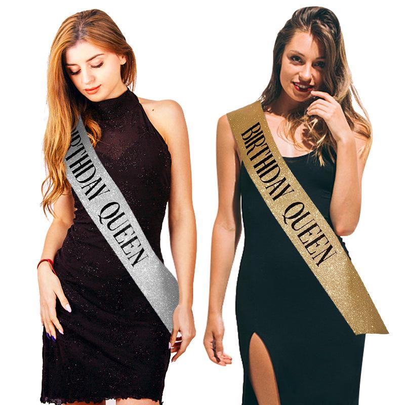 European & American Fashion Glitter Birthday Sash - Birthday Queen/Girl Ribbon