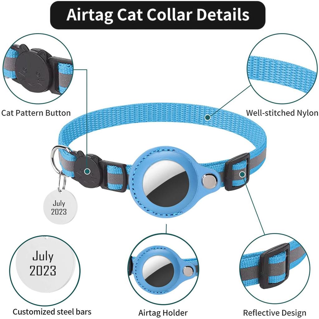 Pet Collar, -Loss, Positionable And Tracking, Reflective Bell Neck Collar