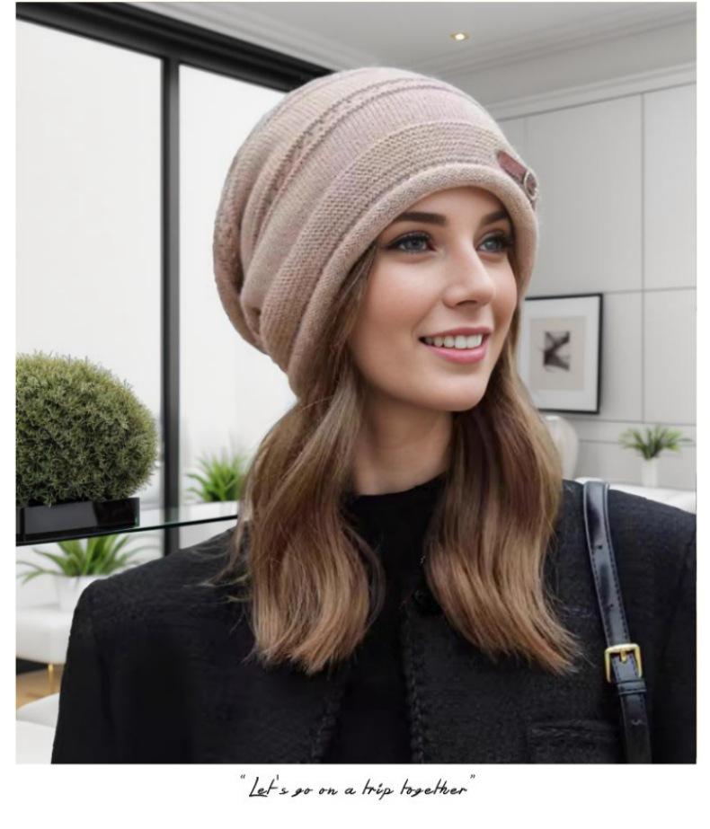 Women's Fashion: Versatile Slouchy Beanie for Big Head - Velvet & Thick Wool Knitted for Fall/Winter