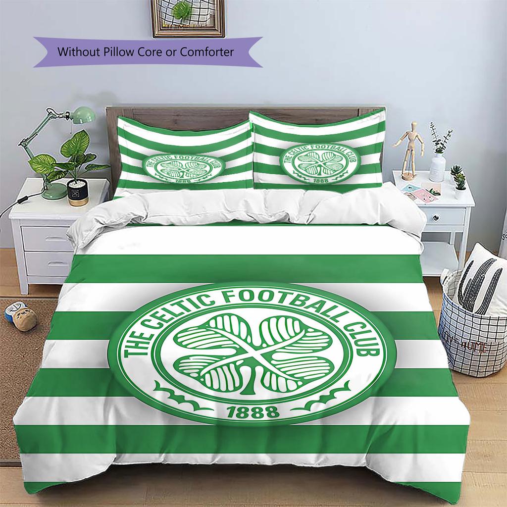Celtic Football Club Pattern Bedding,Quilt Set Quilt Cover Pillowcase Home Birthday Gift(1 * Duvet Cover + 2 * Pillowcase, Without Core)