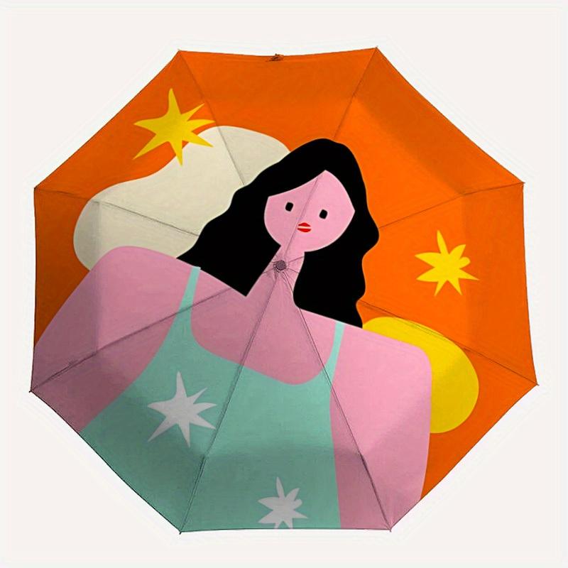 

1pc Star Print Automatic Folding Umbrella, Portable & Foldable Design with 8 Ribs, Casual Outdoor Accessory yy250805138