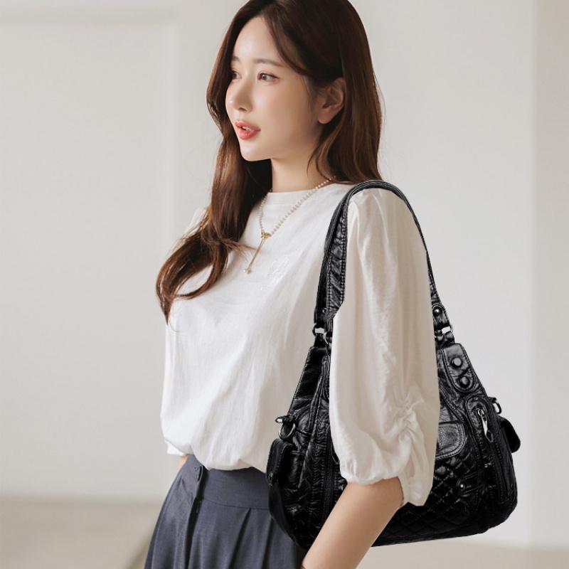 Ny Mode Casual Tote Väska Damhandväskor Mjukt Läder Axelväskor Vintage Stor Kapacitet Crossbody Väska Handväska För Damer