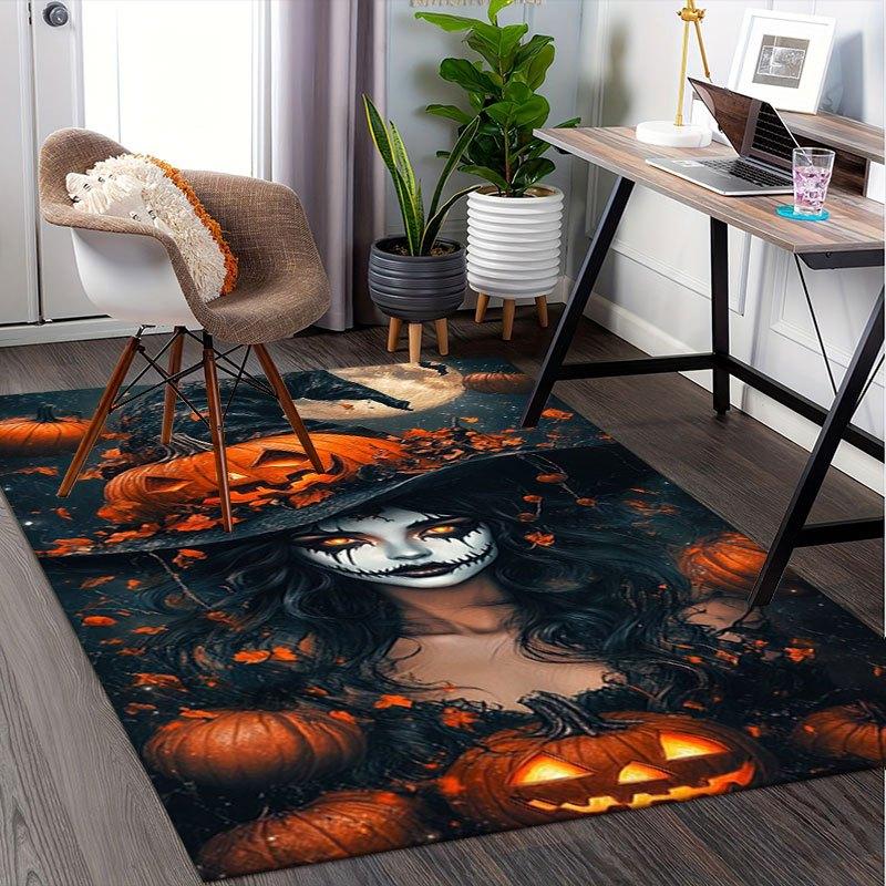 "Halloween Witch Costume with Jack-o'-Lantern Hat"Office Mat Home Decor Office Desk Chair Carpet for office ph142