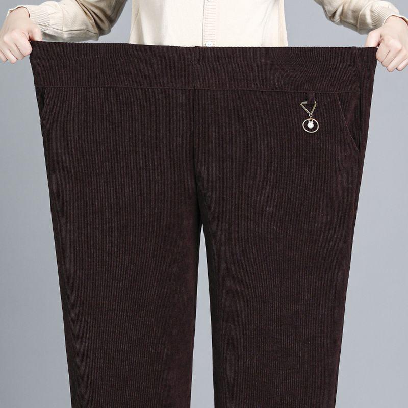 Women's Corduroy Straight-Leg Pants with Velvet Lining – Loose Fit for Autumn and Winter