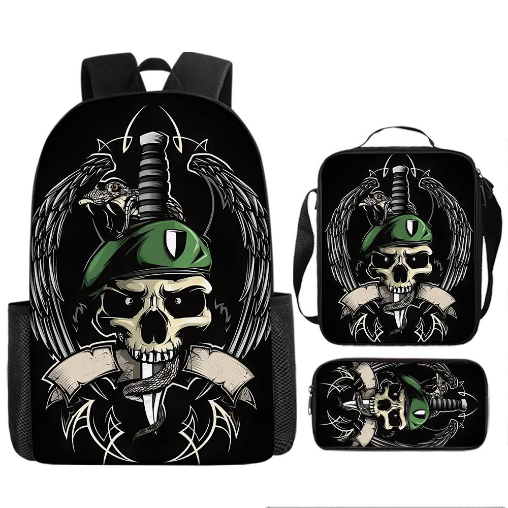 Skull Schoolbag for Primary School Students, Kindergarten New Schoolbag for Boys and Girls, Grades 2345 and 6