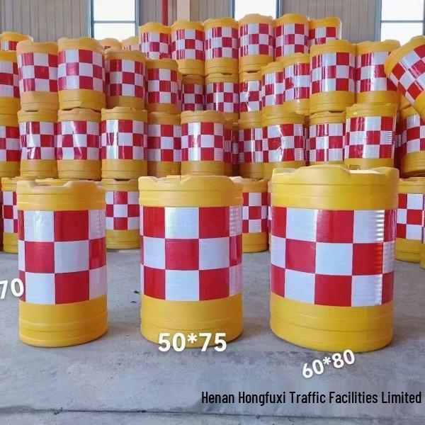 Plastic Anti-Collision Sand-Filled Reflective Safety Barrel - Rotomolded Cylindrical Isolation Pier