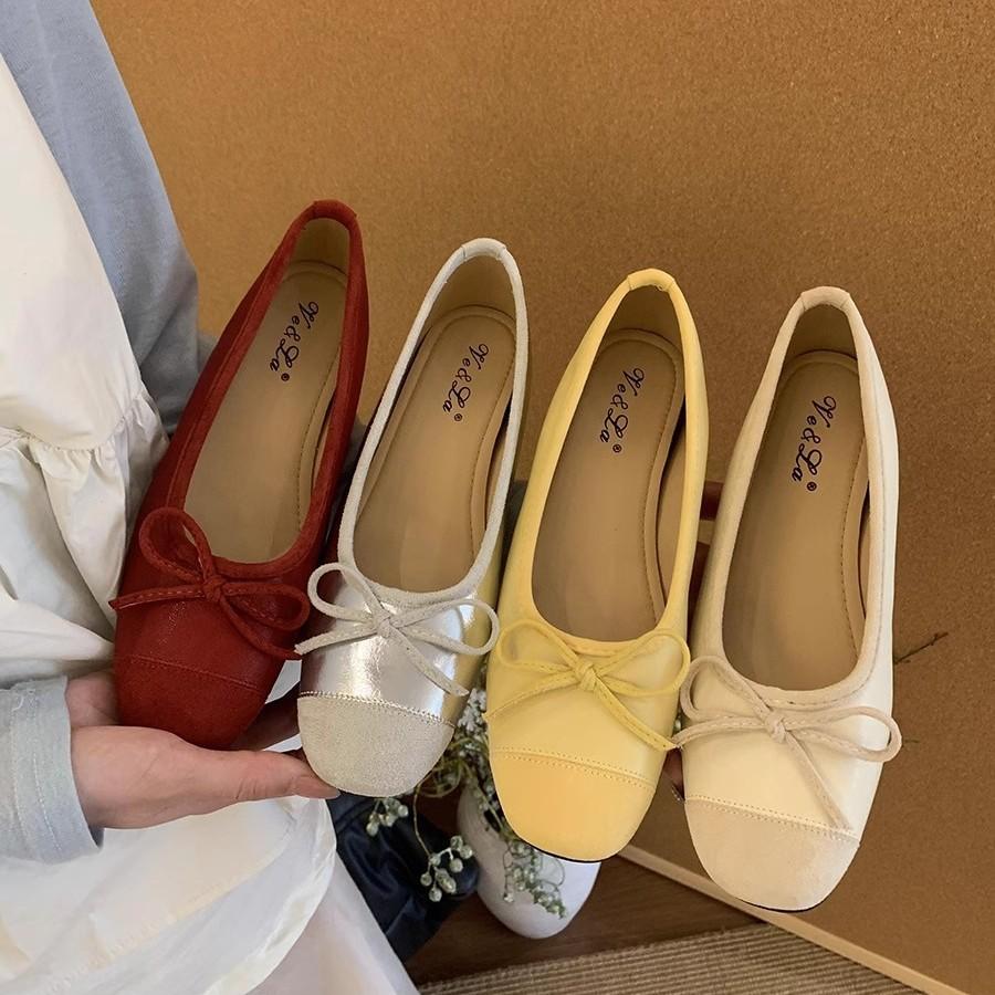 French bow shallow mouth Mary Jane women's shoes 2025 new Xiaoxiangfeng flat ballet shoes