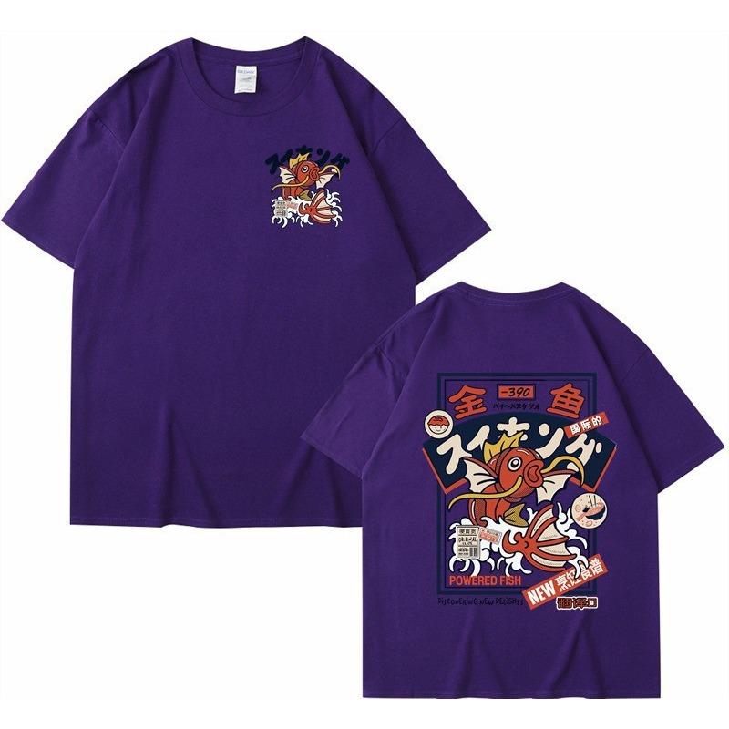 Red Koi Print Short Sleeved Harajuku Hip-hop Streetwear Shirt Summer Cotton Men s Clothing and Women s Clothing T Shirt S