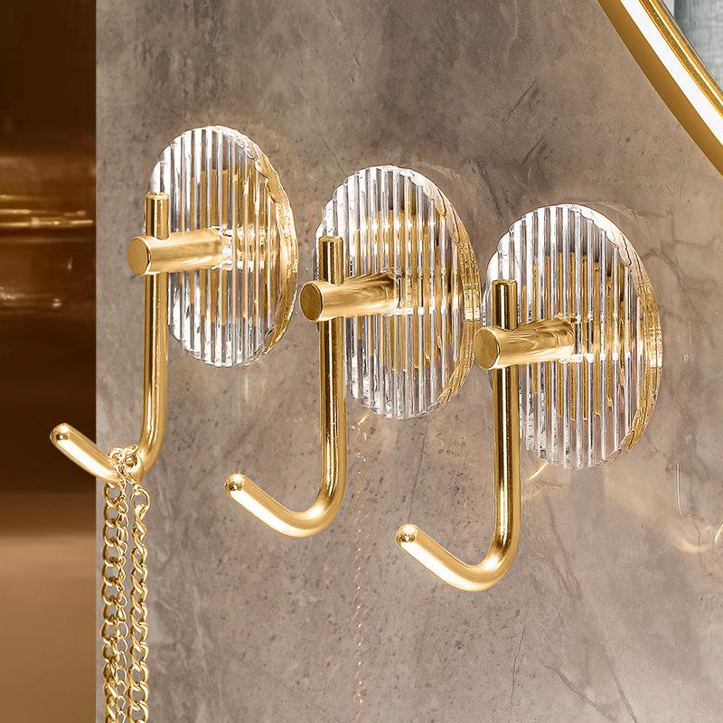 4PCS Luxury Wall Hook Home Decor Strong Adhesive Bathroom Towel Rack No Punching Hanging Coat Hanger Door Back Key Bag Holder
