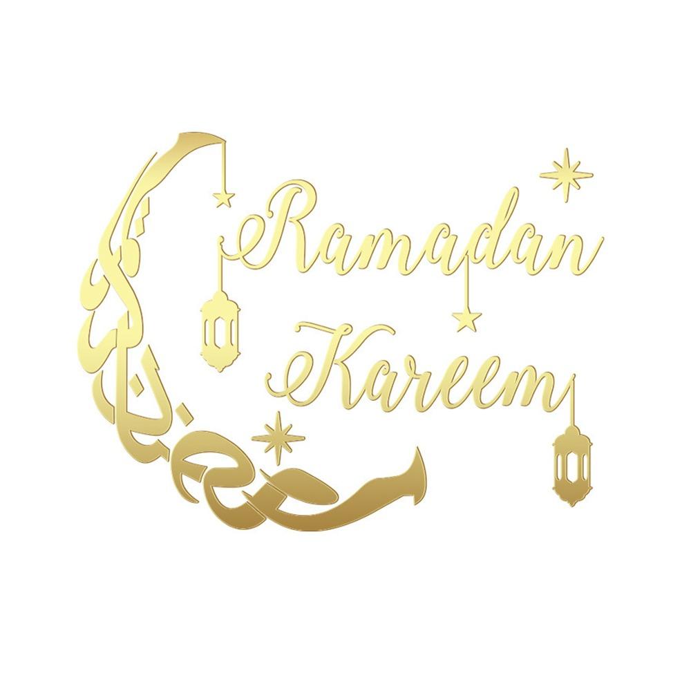 Gold Silver Mirror Surface Sticker Acrylic Ramadan Kareem Decals  Festival Supplies