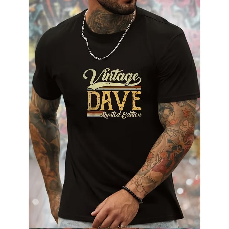 

Vintage Dave Limited Edition Men S Retro Casual T-Shirt, Trendy Fashion with a Round Neck And Short Sleeves, Featuring Unique Prints And a Loose Fit 4XL чорний