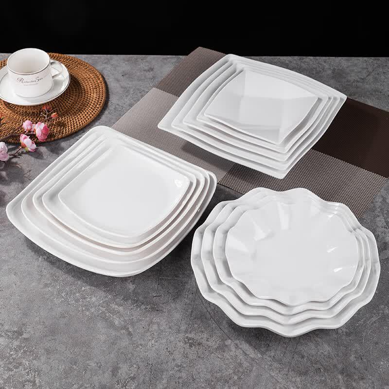 Zhongji A5 Food Grade Melamine Shallow Round Dinner Plates (5-Pack)