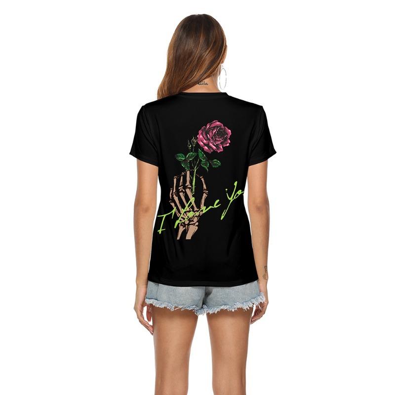 Halloween summer new women's short-sleeved t-shirt digital printing skull personalized style