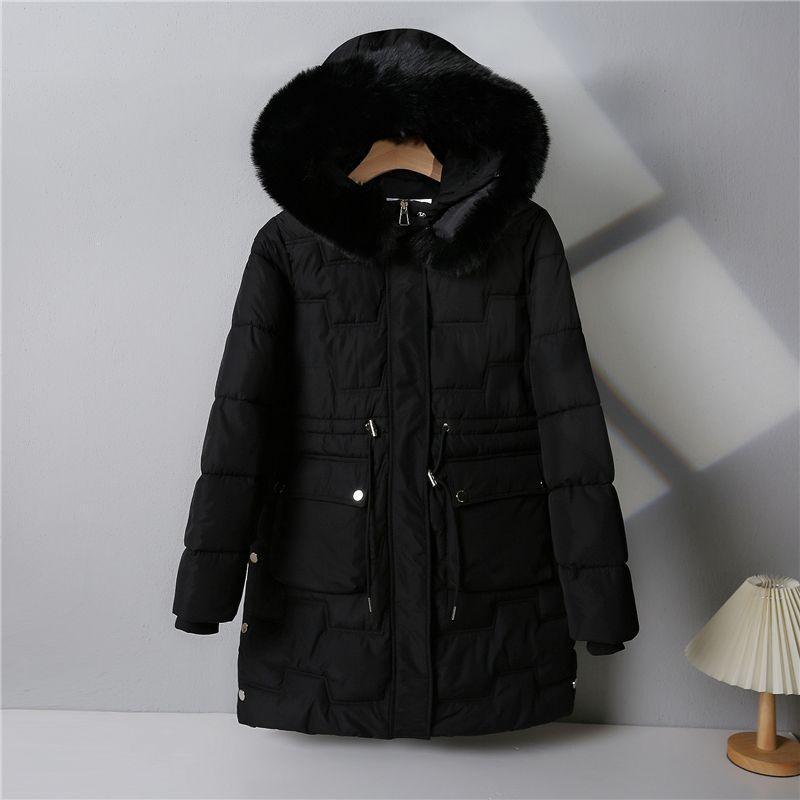 Parker Cotton Coat Women's New Mid-length Hooded Down Coat Cotton Jacket Loose Winter Thickened Jacket