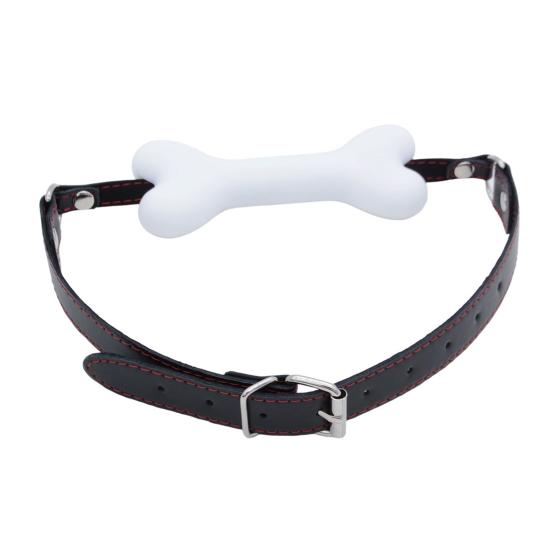 Bone-Shaped Silicone Ball Gag Adjustable BDSM Mouth Restraint for Bondage Roleplay Soft Body-Safe Discreet Adult Toy for Couples' Play