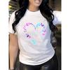 European Size European Size 1pc Women'S Elegant Butterfly Heart Print T-Shirt - Comfortable Polyester Spandex Blend