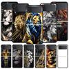 Cross Pattern Bicolor Lion Hard PC Phone Case For Samsung Galaxy Z Flip 7 6 5 4 Black Cover For Galaxy Z Flip 3 Foldable Shell