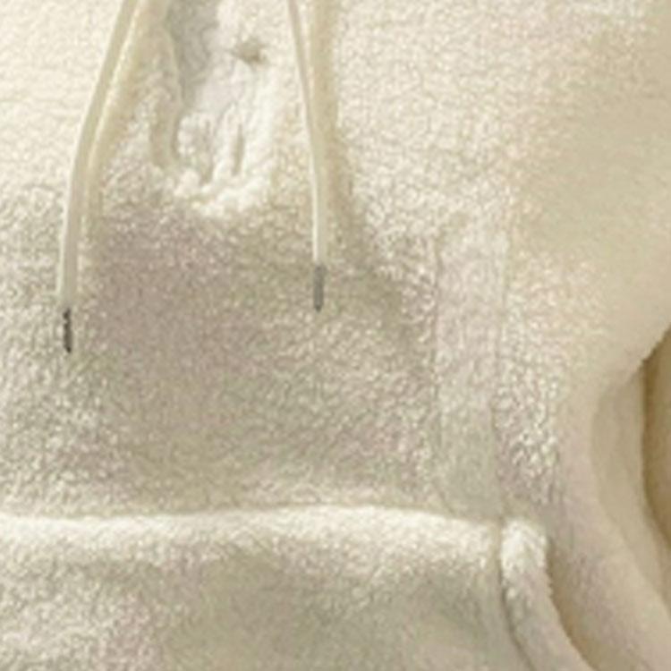 Polo Ralph Lauren Solid Color Hooded Long Sleeve Fleece Jacket Women jackets Ivory 211866343-002