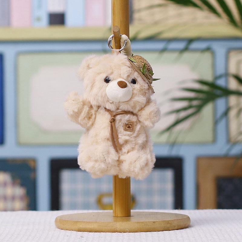 Plush Bear Keychain With Glasses And Straw Hat For Kids And Adults