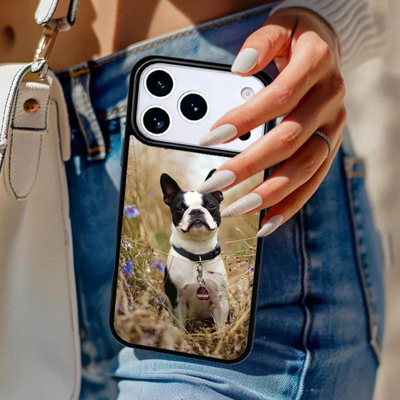 Boston Terrier Dog Faces Phone Case For iPhone 17 Air 14 15 13 12 Max Cover For Apple 14 15 16 16e 11 Pro Max Plus Coque