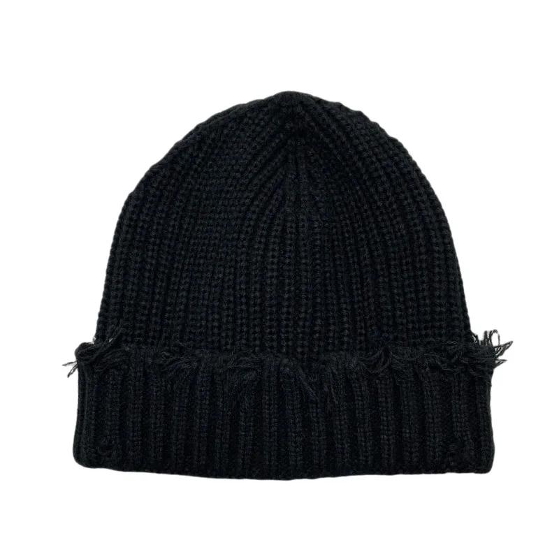 2025 New Fall and Winter Hip Hop Trend Broken Brim Knitted Hat Woman Man Green Grey Black White Hole Cap Warm Hat Bonnets Fall
