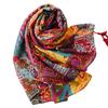 Bohemian Red Tassel Scarf - Ethnic Style Cotton-Linen Blend Shawl