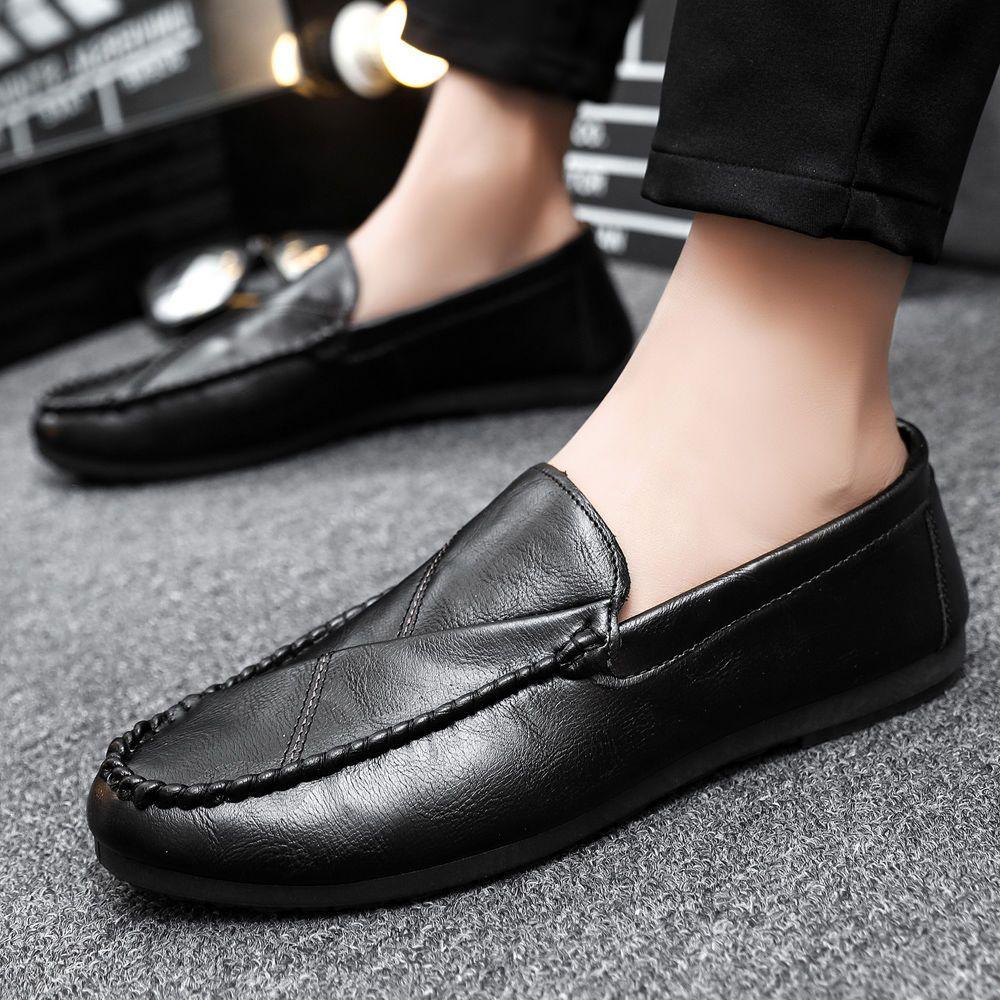 Fashion Plain Round Toe Men's Leather Shoes Slip-on Sale Social Legitimate Adults In Promotion Footwear Offer Designer Male Casual Shoe