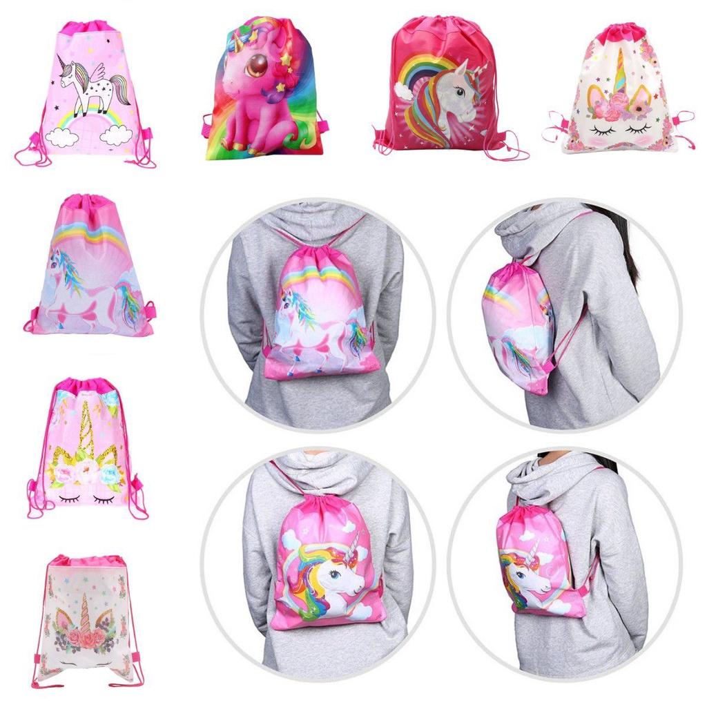 Adorable Unicorn Drawstring Bag For Girls With Cute Cartoon Design For Travel And School