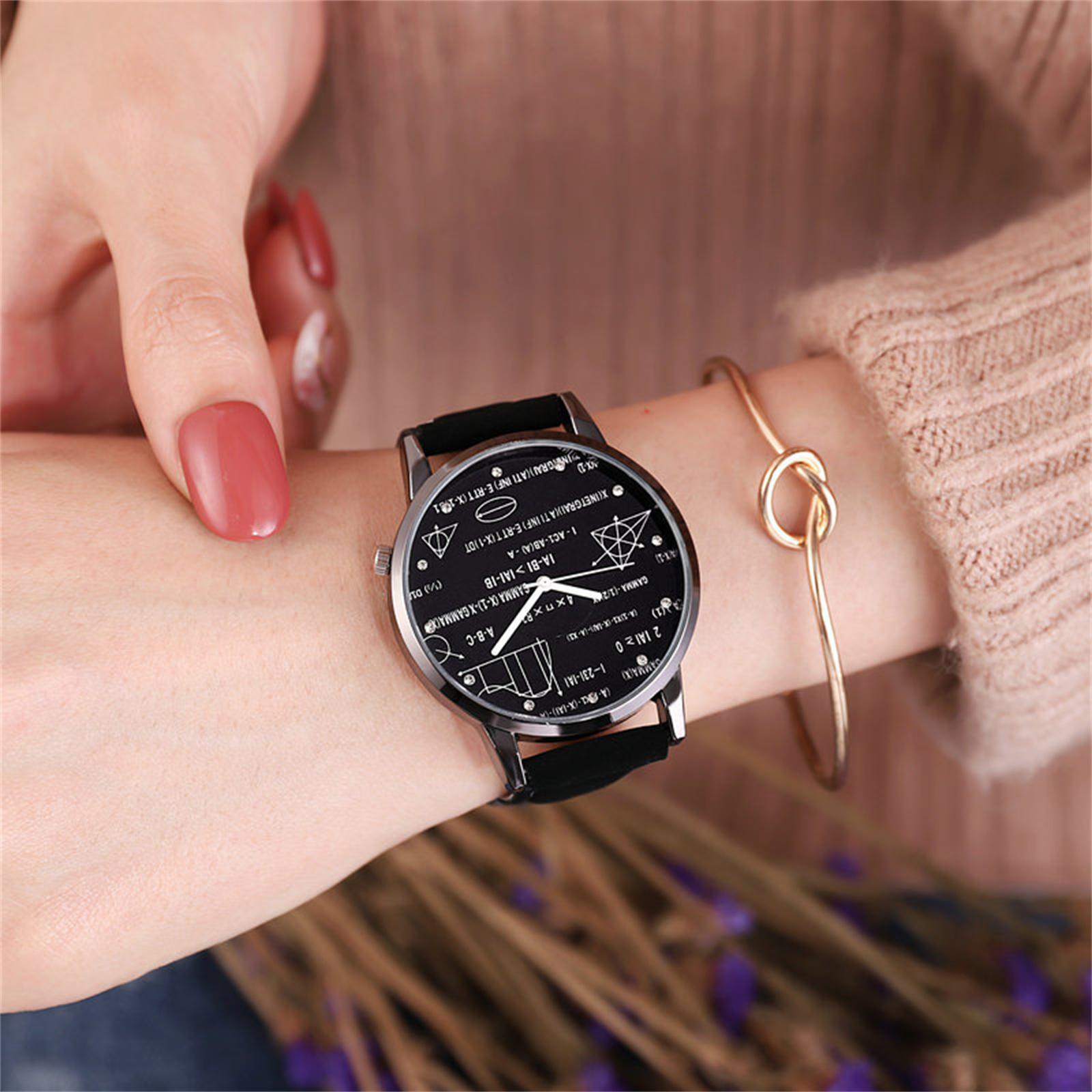 

Женские модные кожаные часы One Size чёрный