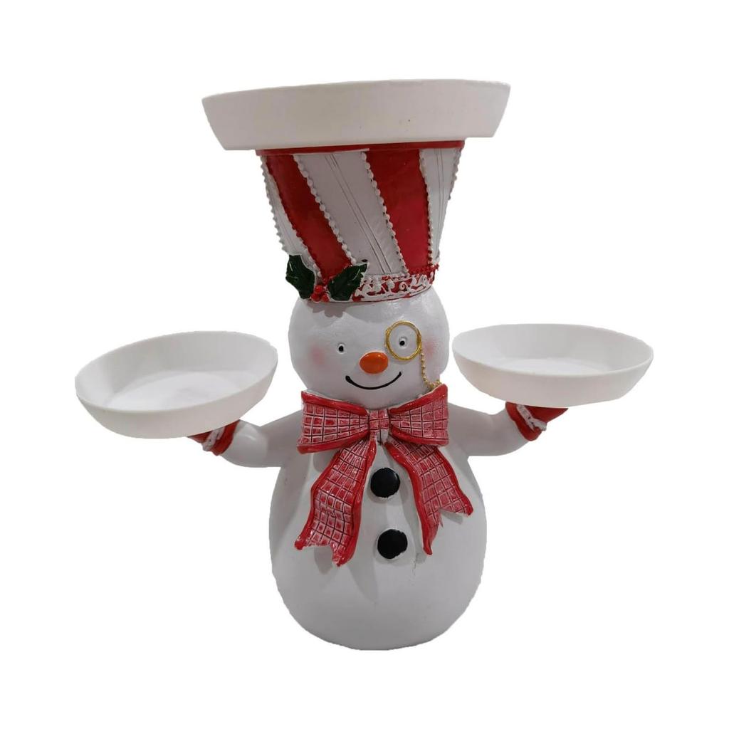Christmas Dish Holder Snowman Shaped Rack for Festive Snacks Decorative Santa Rack Christmas Dish Holder Snowman Tray