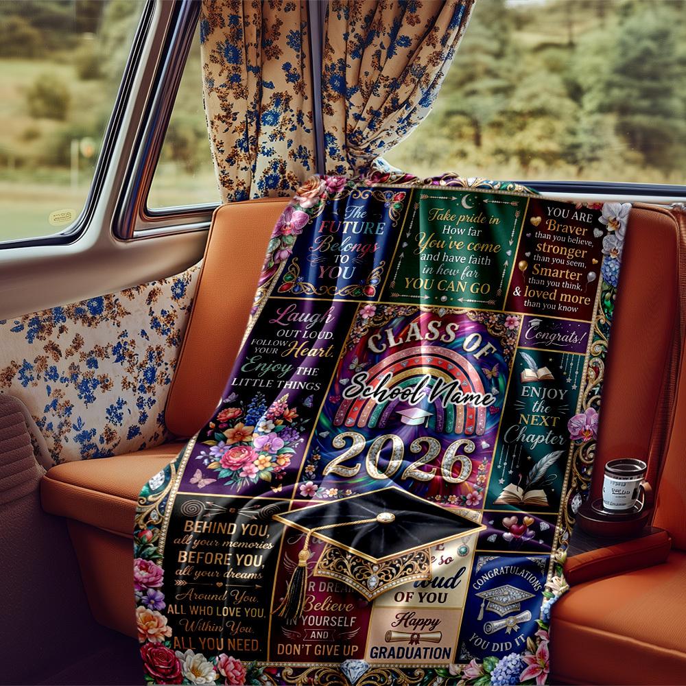 2026 Future Belongs You Graduation Celebration Blanket Personalized Name Soft Comfortable Stylish Blanket Car Blanket Perfect For Travel Camping