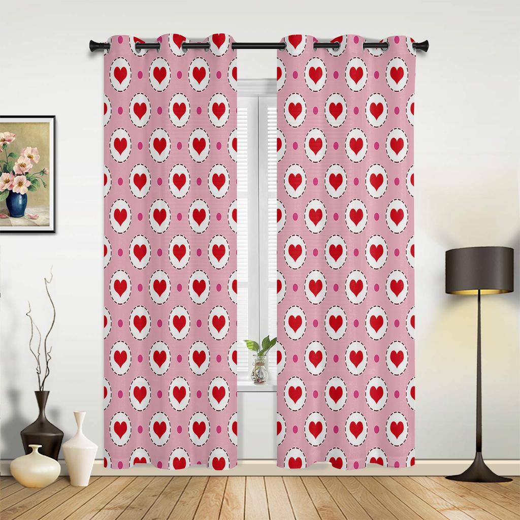 Rotes Herz Karo Fenstervorhänge Schlafzimmer Küche Vorhänge Paneelvorhänge für Wohnzimmer Weihnachten Heimdeko