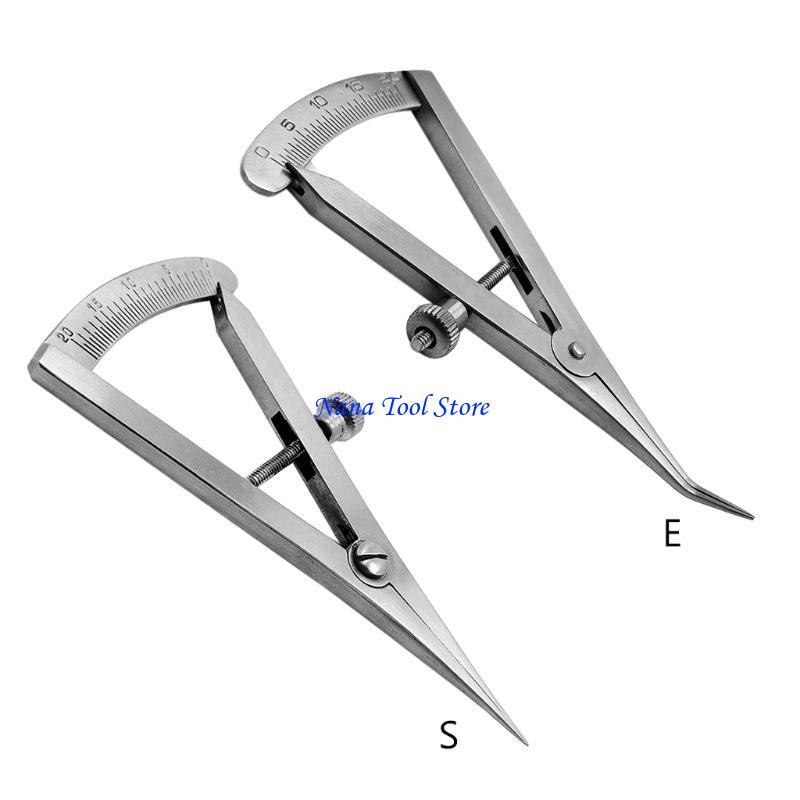 31GJ Metal Dental Gauge Caliper Dental Caliper Elbow 0 to 20 mm Double Scales Tool