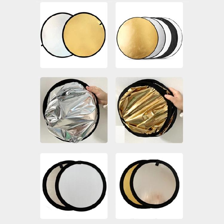 Lightweight Portable Photo Reflector With Silver Gold White Black Translucent Panel For Video Shoot Live Streaming