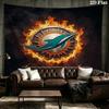 Benutzerdefiniertes Namensschild Miami Dolphins Bedruckter Wandteppich – Wandbehang für Schlafzimmer, Studentenwohnheime und Heimdekoration