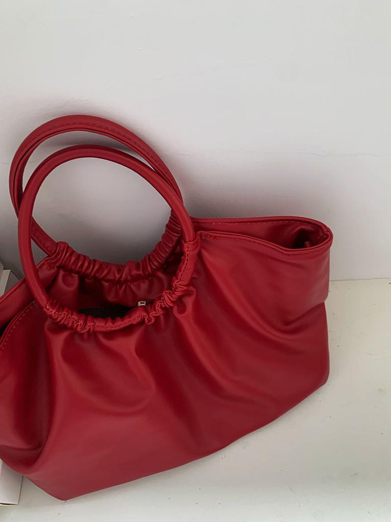 Women Folds Cloud bag PU Leather Axillary Bag Fashi Female Shoulder Crossbody bags red bride Ruched Hobos ladies totes