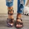 Damen Sommer Flache Sandalen Metall Schnalle Riemen Offene Zehenpartie Lässige Strand Römische Schuhe für Damen