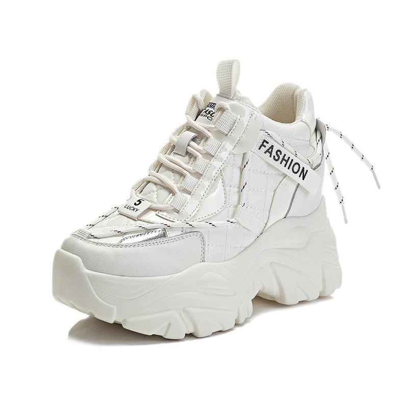 High-top shoes increase in height in autumn and winter new platform casual sneakers ins trendy dad shoes 34 белый