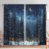 2 Piece Night Forest Snow Landscape Printed Curtains   Suitable for Gifting To Family and Friends   Semi Blackout Curtains