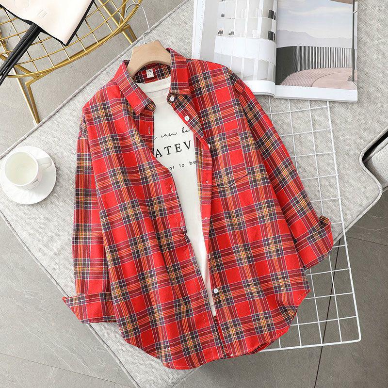 2025 Women's Plaid Shirt Jacket: Stylish Loose Long Sleeve Outerwear for Autumn & Winter