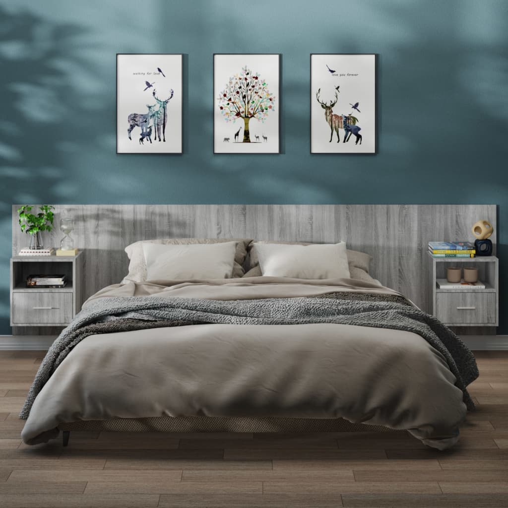 Vidaxl Hanging Bedside Cabinets, 2 Pcs, Sonoma Oak Grey