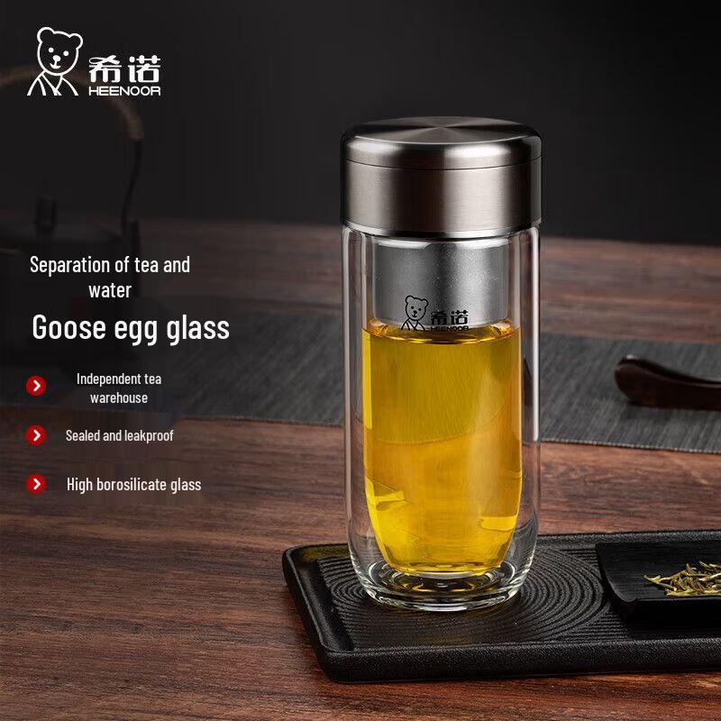 Heenoor Men s Double-Layer Tea Separation Glass Mug