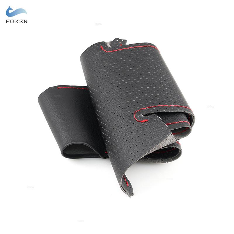 For Honda Fit Jazz City 2009 - 2013 Ight 2010-2014 Hand-stitched Perforated Leather Car Steering Wheel Braid Protective Cover