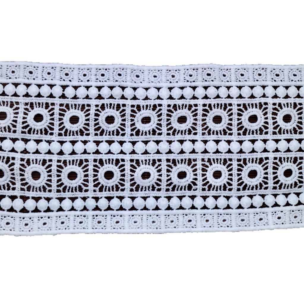 Bilateral Symmetrical Milk Silk Water-Soluble Lace, Circle Hollow Embroidered Dress Lace Cheongsam Skirt Handmade Accessories