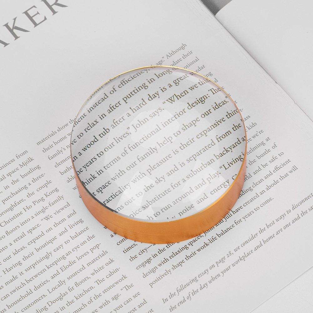 Magnifying 4x 72mm Lens Semicircular Crystal Tabletop Magnifying Glass for and Stylish Desk Birthday Celebration Gold Glass, Magnification, Diameter,