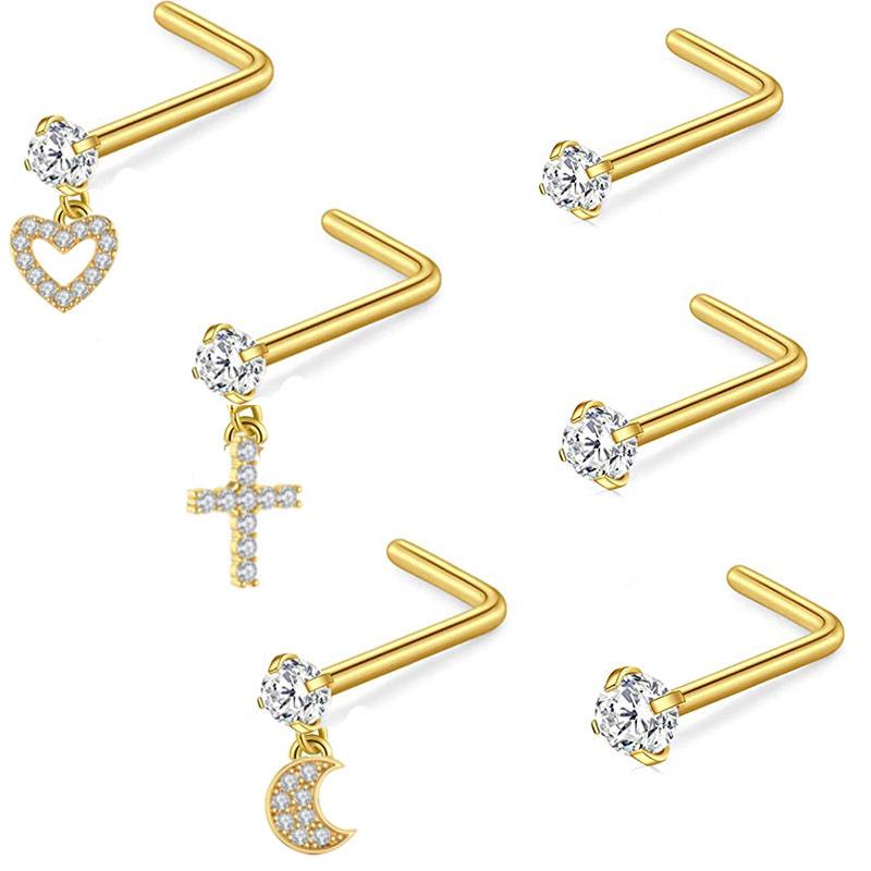 

Aaa -Level Круглый вермикулитовый набор носовых колец из нержавеющей стали Подвеска в виде персикового сердца 7 -символьные носовые ногти Большое количество