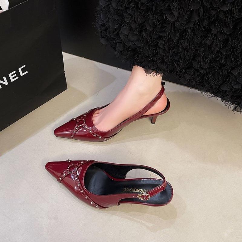 Fashion Elegant Modern Office Shoes Women Wedding Banquet Dress Sandals Slingback Pointed Toe Female High Heeled Sandals Talons Femme
